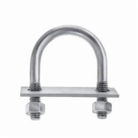 Chicago Hardware Round U-Bolt, 3/8", 3-1/2 in Wd, 4-1/8 in Ht, Plain Stainless Steel 50698 4